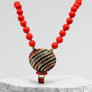 Gorgeous Heidi Daus Multicolor Necklace with Hot Air Balloon Pendant